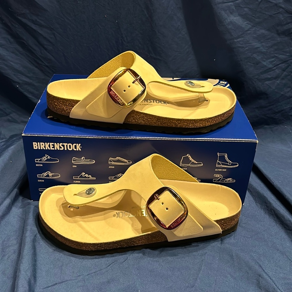 Birkenstock- Gizeh Big Buckle, Ecru, 9 women QS